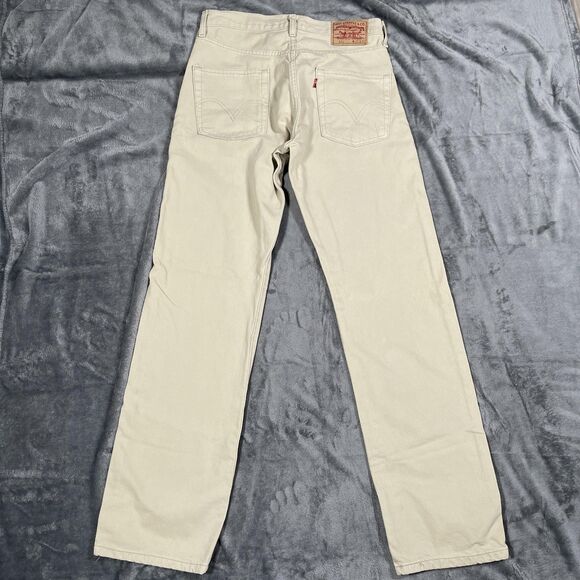 VTG Levi's 501 Jeans Mens 31x32 Beige Light Wash Straight Button Fly Classic - Picture 6 of 11